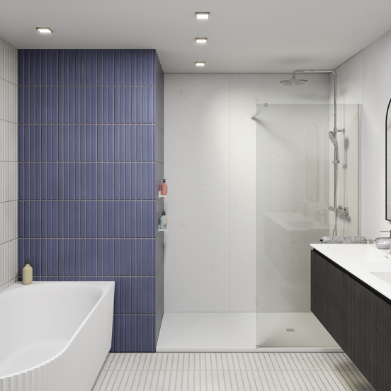 Luca Varess Classy receveur de douche 170 x 90 cm marbre composite blanc mat structure rock