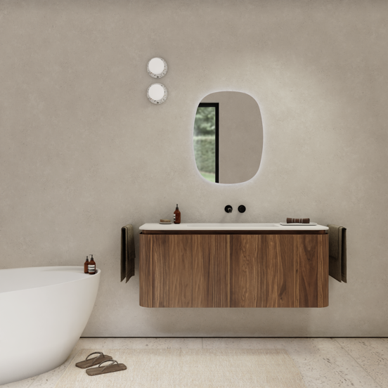 Balmani Moon meuble sous-lavabo suspendu 130 x 55 cm noyer Américain 2 tiroirs