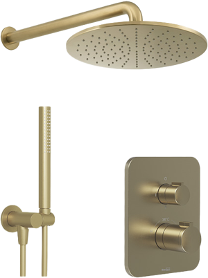 Blaufoss Smartbox Softline colonne de douche encastrée robinet thermostatique avec douche de tête rond 30cm Brushed Champagne Gold