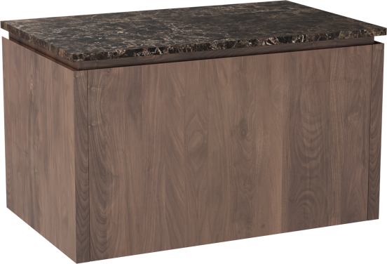 Balmani Eclips hängendes Möbelstück Set: 90 x 55 cm, Amerikanischer Nussbaum, mit Stretto Einzel Waschtischplatte Marmor Dark Emperador