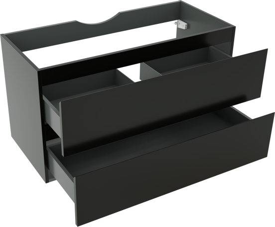 Linie Lado zwevende wastafelonderkast 100 x 46 cm mat zwart 2 lades