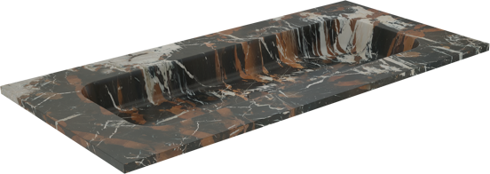 Balmani Tablo Arcato plan simple pour 2 trous de robinet marbre Portoro Gold 120 x 55 cm