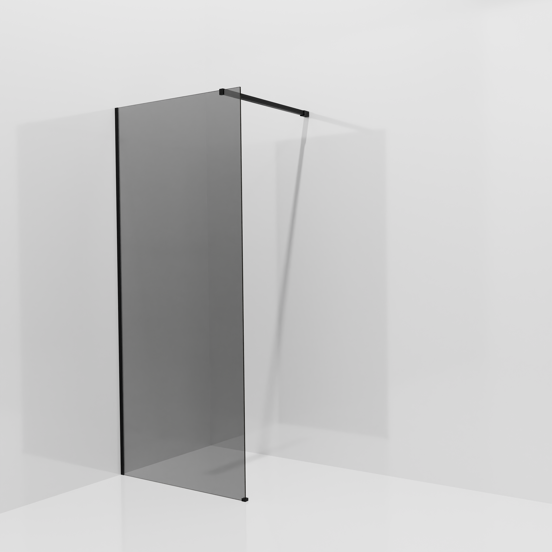 Balmani Modular Walk-In Dusche: 90 x 200 cm, Rauchglas, inklusive Coating, Profil Schwarz matt