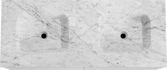 Balmani Mitra meuble salle de bains suspendu 135 x 55 cm blanc mat avec Tablo Arcato double vasque en marbre carrara