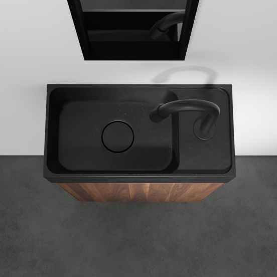 Balmani Mitra meuble wc suspendu 42 x 21 cm noyer américain avec Dama plan vasque en granite doux