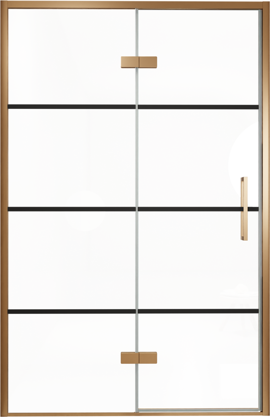 Balmani Senses Design douche draaideur links 140 cm x 210 cm Lined glas, Brushed Rosegold profielen, met coating