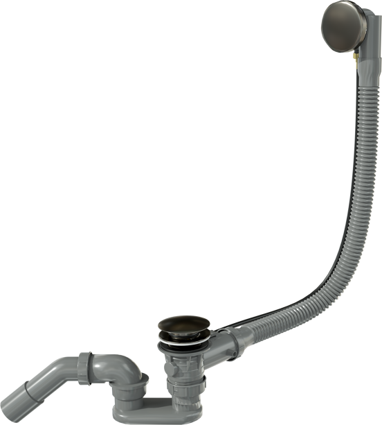 Santeg Unibath Flat badafvoer met overloop 70cm Brushed GunMetal