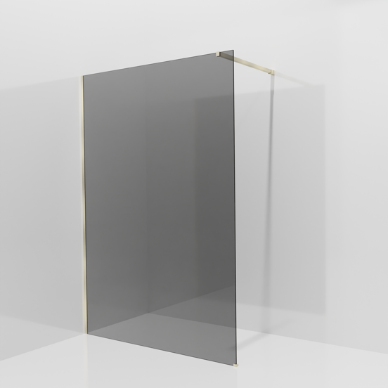 Balmani Modular Walk-In Dusche: 140 x 200 cm, Rauchglas, inklusive Coating, Profil Brushed Champagne Gold