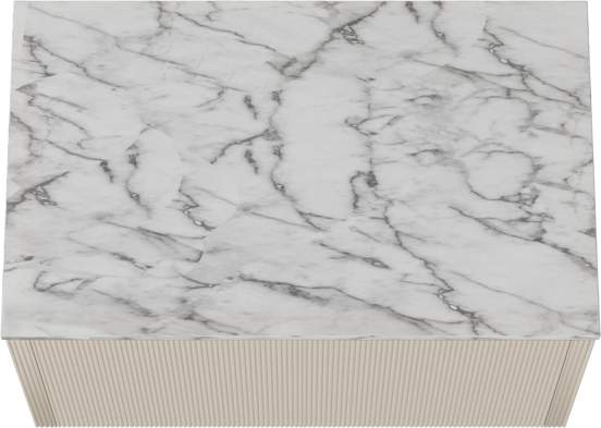 Balmani Eclips hängendes Möbelstück Set: 90 x 55 cm, Sandbeige, mit Stretto Einzel Waschtischplatte Carrara-Marmor, Vertikale symmetrische gerade Rippe