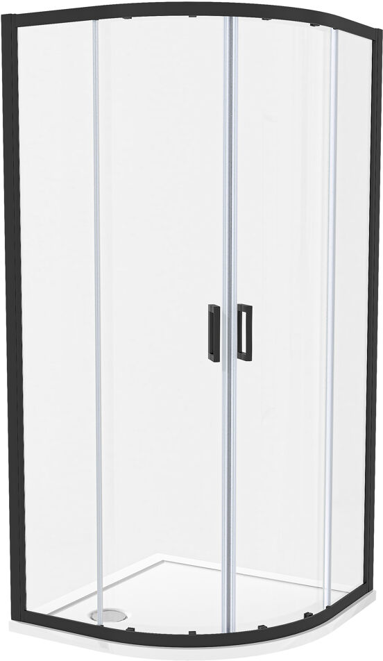 Luca Varess Vidor paroi de douche quart de rond 90 x 90 cm verre transparent profil noir mat