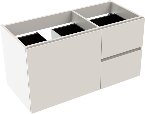 Storke Edge meuble sous-vasque suspendu 100 x 46 cm asymétrique à gauche blanc mat 3 tiroirs