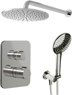 Blaufoss Smartbox Softline colonne de douche encastrée robinet thermostatique avec douche de tête ronde 30 cm chrome brillant