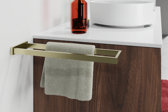 Blaufoss Noma dubbele handdoekhouder Brushed Champagne Gold 41cm