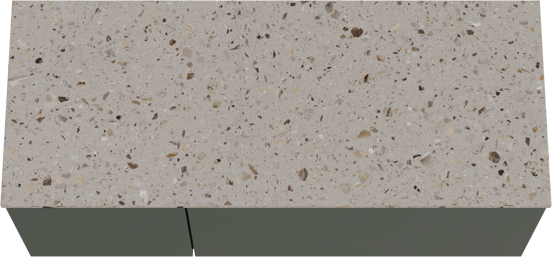 Balmani Sfera meuble salle de bains suspendu 135 x 55 cm forest avec Stretto tablette simple ou double en terrazzo greige terrazzo