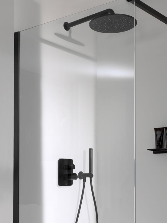 Blaufoss Smartbox Softline colonne de douche encastrée robinet thermostatique avec douche de tête ronde 30 cm noir mat