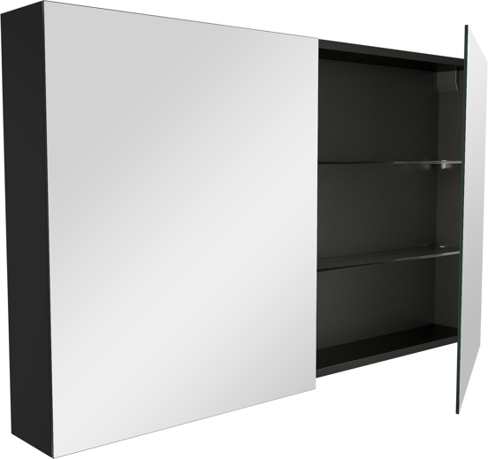 Balmani Mitra Spiegelschrank Bad: 120 x 72 cm, Schwarz matt