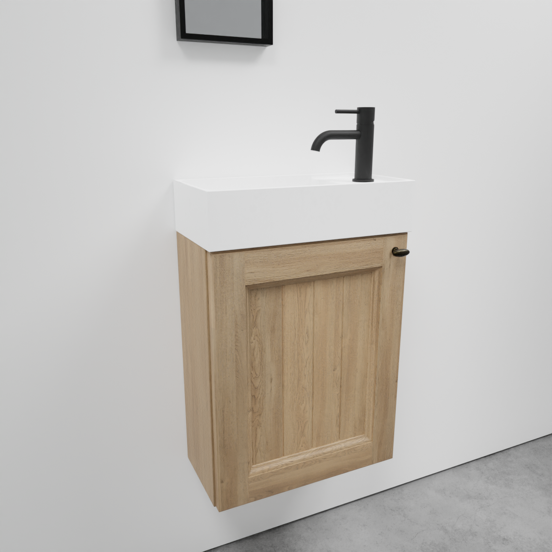 Balmani Lemon zwevend toiletmeubel 42 x 21 cm verweerd eiken met Dama wastafel in matte Solid Surface