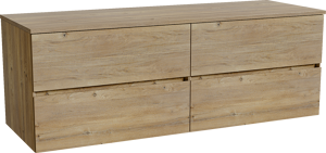 Storke Edge hängendes Möbelstück Set: 150 x 52 cm, Rohe Eiche, mit Panton Einzel- oder Doppel Waschtischplatte, Melamin Rohe Eiche