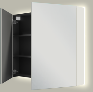 Linie Montro armoire de toilette lumineuse 90 x 75 cm blanc brillant