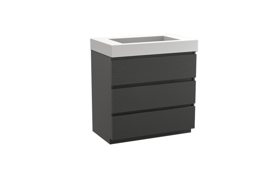 Balmani Lucida meuble salle de bains à poser 90 x 55 cm chêne noir avec Modus plan simple en solid surface blanc mat