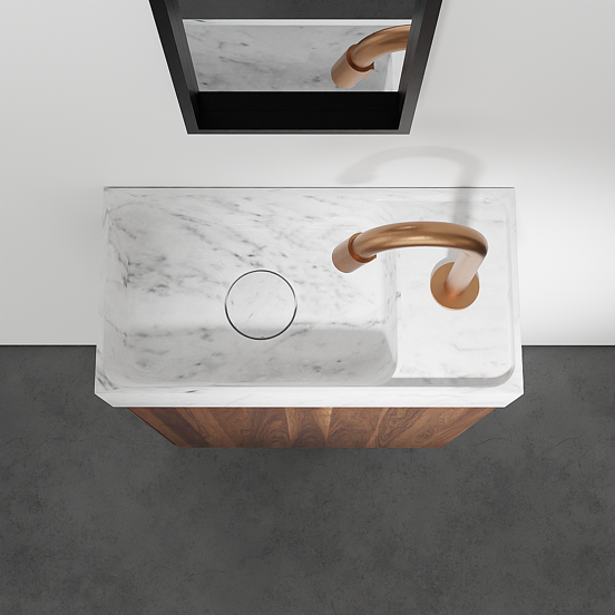 Balmani Mitra hängendes WC-Möbel-Set, 42 x 21 cm, amerikanischer Nussbaum, mit Dama Waschtisch in Carrara-Marmor