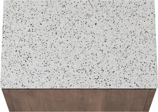 Balmani Eclips hängendes Möbelstück Set: 90 x 55 cm, Amerikanischer Nussbaum, mit Stretto Einzel Waschtischplatte Bianco Nero Terrazzo