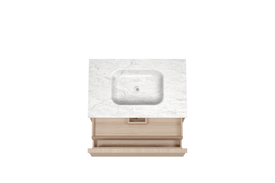 Balmani Forma meuble salle de bains suspendu 90 x 55 cm chêne naturel avec Tablo Arcato plan simple en marbre carrare, Nervure droite symétrique horizontale