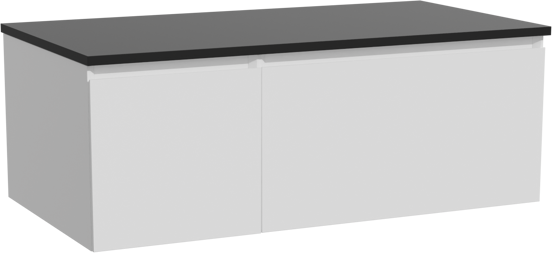 Storke Edge zwevend badkamermeubel 100 x 52 cm mat wit met Panton enkel tablet in gepoedercoate mdf mat zwart