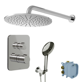 Blaufoss Smartbox Softline thermostatische inbouw regendoucheset met ronde regendouchekop 30 cm glanzend chroom