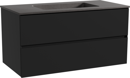 Storke Edge meuble salle de bains suspendu 105 x 52 cm noir mat avec Scuro plan simple en quartz noir mat