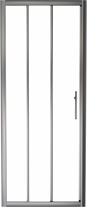 Linie Cadiz porte coulissante en trois parties 80 cm x 190 cm verre transparent profil chrome brossé