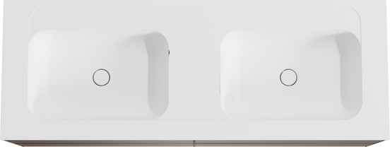 Balmani Mitra meuble salle de bains suspendu 150 x 55 cm noyer américain avec Tablo Strada double vasque en marbre composite blanc mat