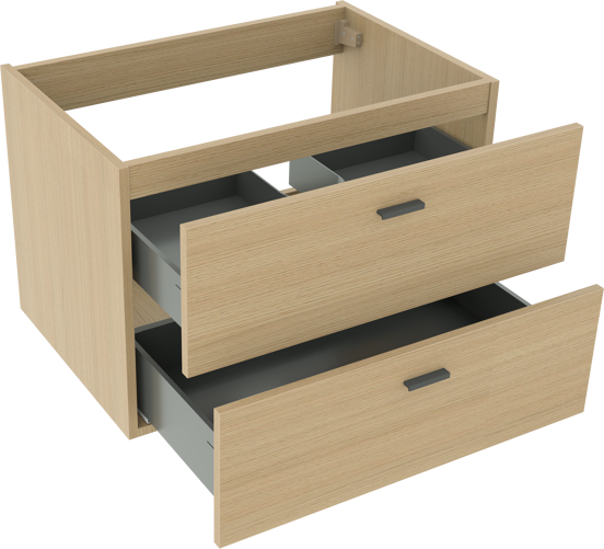 Artis natural oak basin cab. 2 drawers 85cm