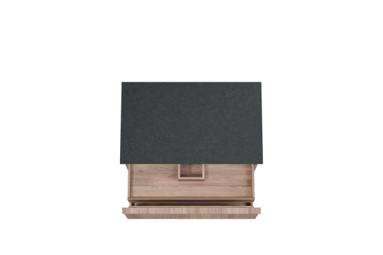 Balmani Forma hängendes Möbelstück Set: 90 x 55 cm, Teak, mit Stretto Einzel Waschtischplatte, Granit, Schwarzes Granit, Vertikale symmetrische gerade Rippe