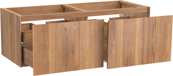 Balmani Idra hängender Waschbeckenunterschrank: 135 x 55 cm, Teak, 4 Schubladen