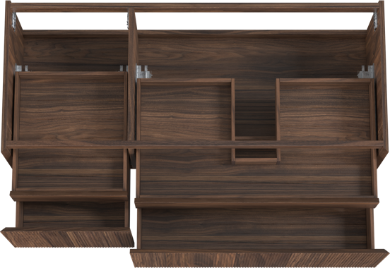 Balmani Fila zwevende wastafelonderkast 135 x 55 cm asymmetrisch rechts fineer notelaar 4 lades