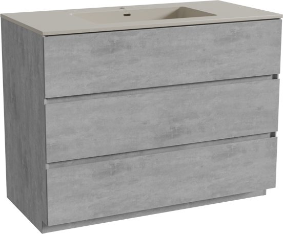 Storke Edge staand badkamermeubel 105 x 52 cm beton donkergrijs met Diva enkele wastafel in top solid zijdegrijs