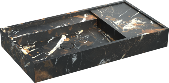Balmani Cubo asymmetrisch linkse wastafel Portoro Gold marmer 90 x 49 cm