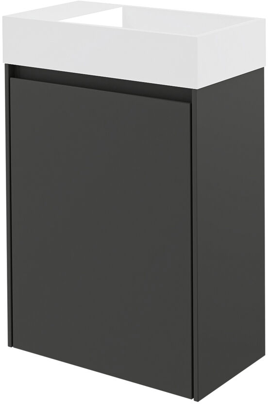 Storke Edge meuble wc suspendu 40 x 22 cm noir mat avec Fada lavabo en Solid Surface mat