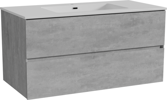 Storke Edge zwevend badmeubel 105 x 52 cm beton donkergrijs met Diva enkele wastafel in composietmarmer hoogglans wit