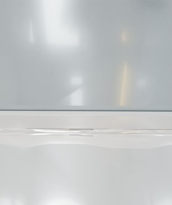 Luca Varess Talan cabine de douche avec portes coulissantes 90 x 90 cm verre transparent avec bande mate rayée profil blanc brillant