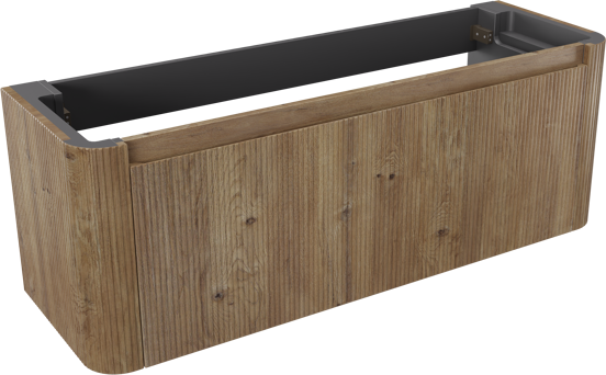 Storke Soft zwevende wastafelonderkast 140 x 46 cm Ruwe eiken 2 lades vert. sym. Groef