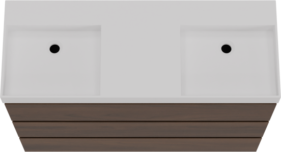Storke Edge meuble salle de bains à poser 120 x 46 cm noyer avec Jura double vasque en solid surface blanc mat
