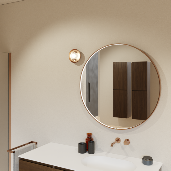 Balmani Secret rond badkamerspiegel Brushed RoseGold Ø 90 cm met spiegelverlichting en anti-damp