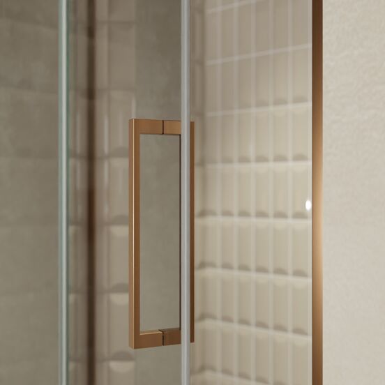 Balmani Senses Design douche draaideur links 120 cm x 210 cm Reflex spiegelglas, Brushed Rosegold profielen, met coating