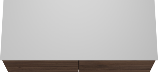 Balmani Forma hängendes Möbelstück Set: 135 x 55 cm, Amerikanischer Nussbaum, mit Stretto Einzel- oder Doppel Waschtischplatte, Solid Surface, Weiß matt, Horizontale symmetrische gerade Rippe