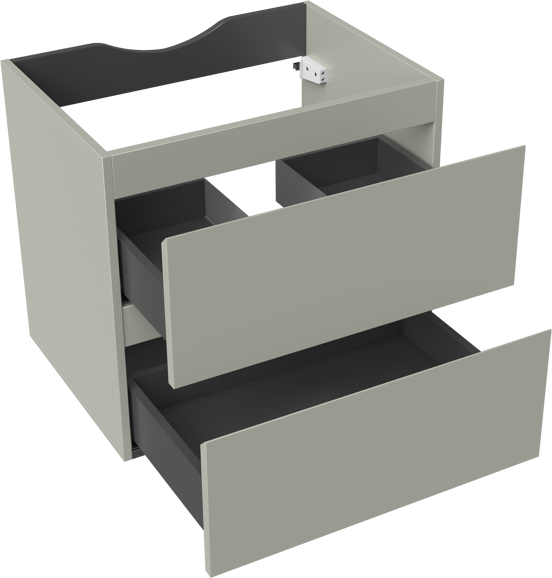 Linie Lado zwevende wastafelonderkast 60 x 46 cm greige 2 lades