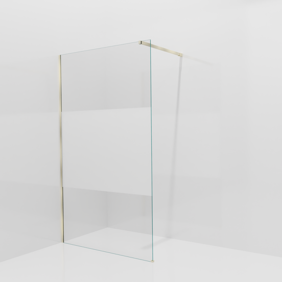 Balmani Modular douche à l'italienne: 120 x 200 cm, Verre transparent avec bande matte, avec coating, Profil Brushed Champagne Gold