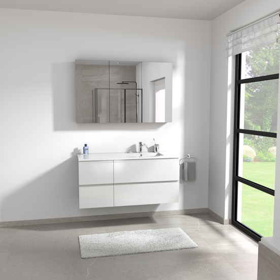 Linie Montro spiegelkast 120 x 75 cm glanzend wit