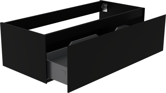 Storke Edge meuble sous-vasque suspendu 120 x 52 cm noir mat 1 tiroir 2 découpés de siphon